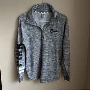Victoria’s Secret PINK Gray Pockets Pullover Shirt Sweatshirt Snap Button Size S